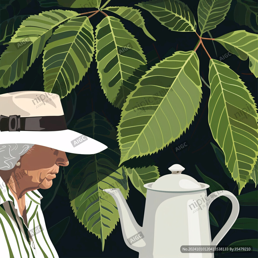 场景咖啡植物插画