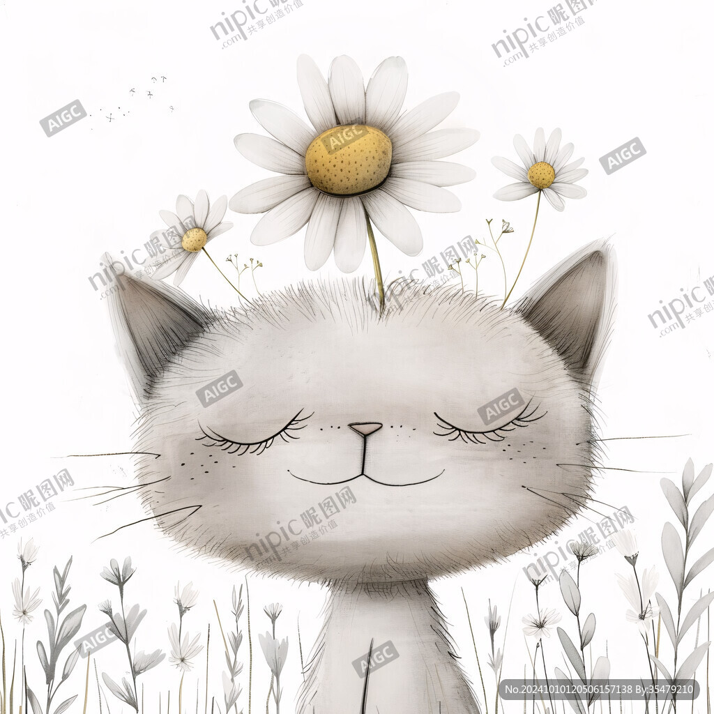 晒太阳的猫插画