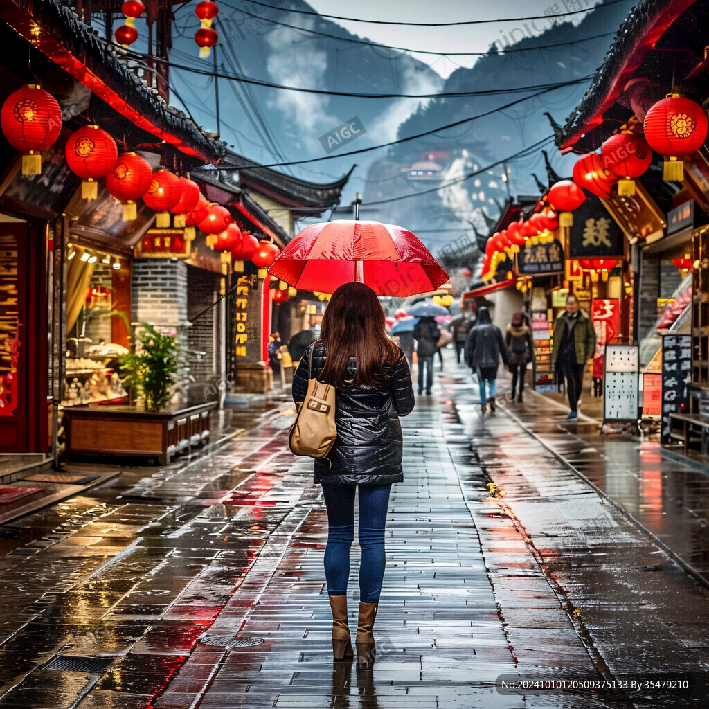 古街阴雨天