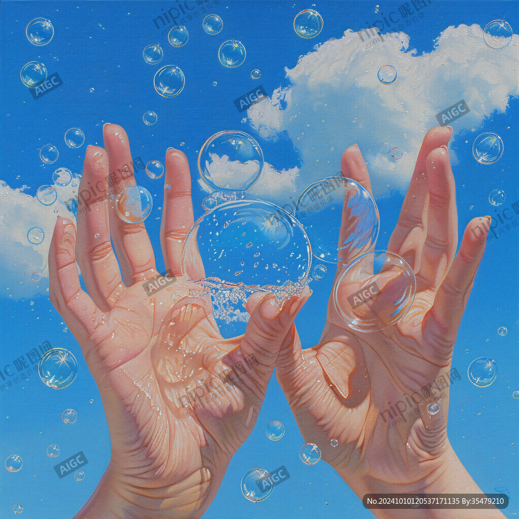 吹泡泡插画