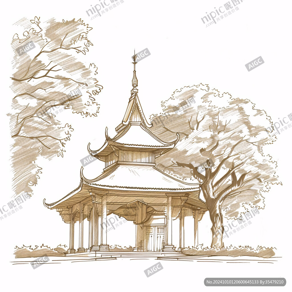 爱晚亭城市插画素材