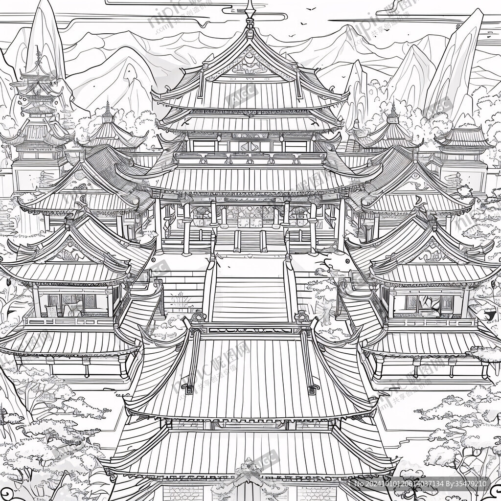 天尊阁线稿