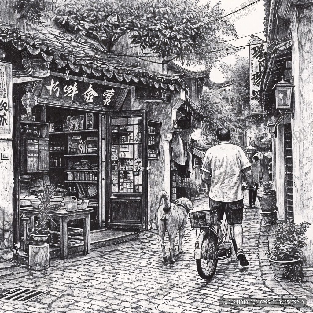 宽窄巷子线稿