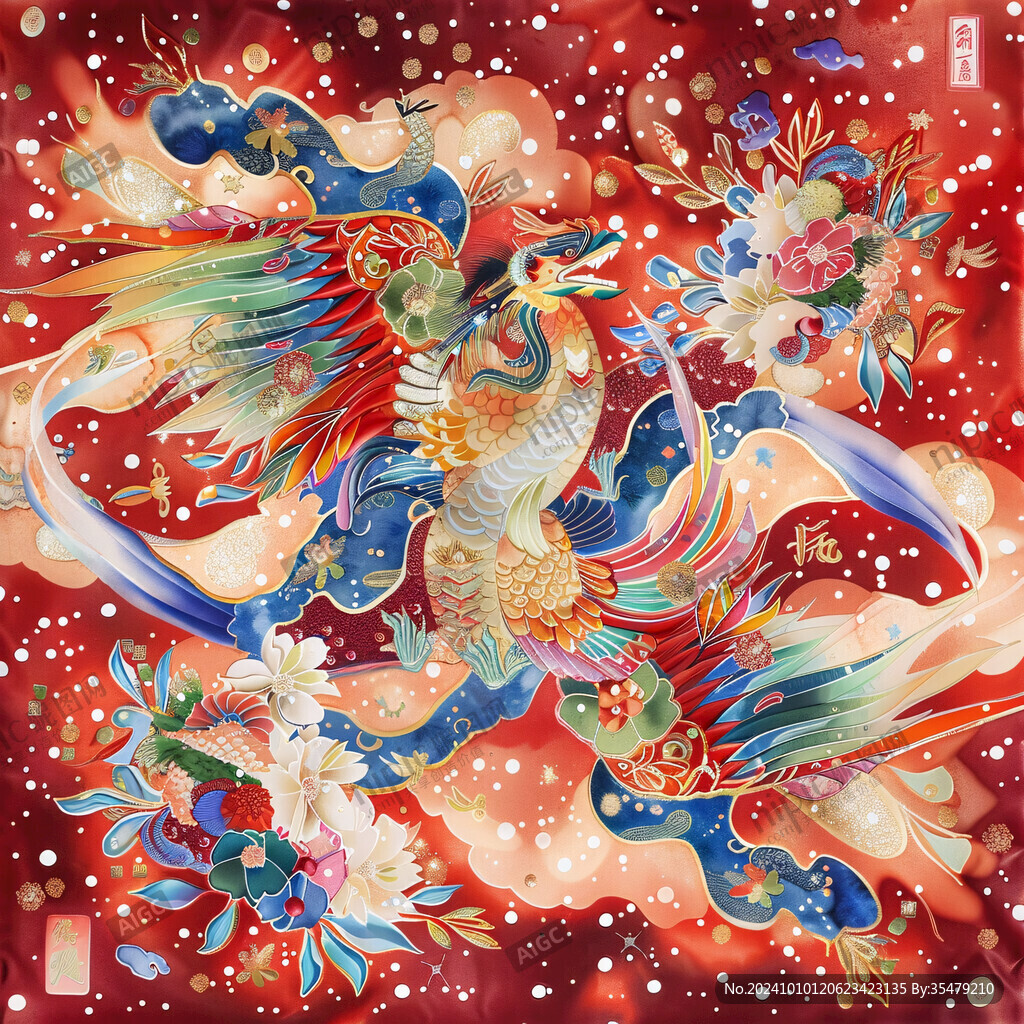 中国风插画之凤舞于天