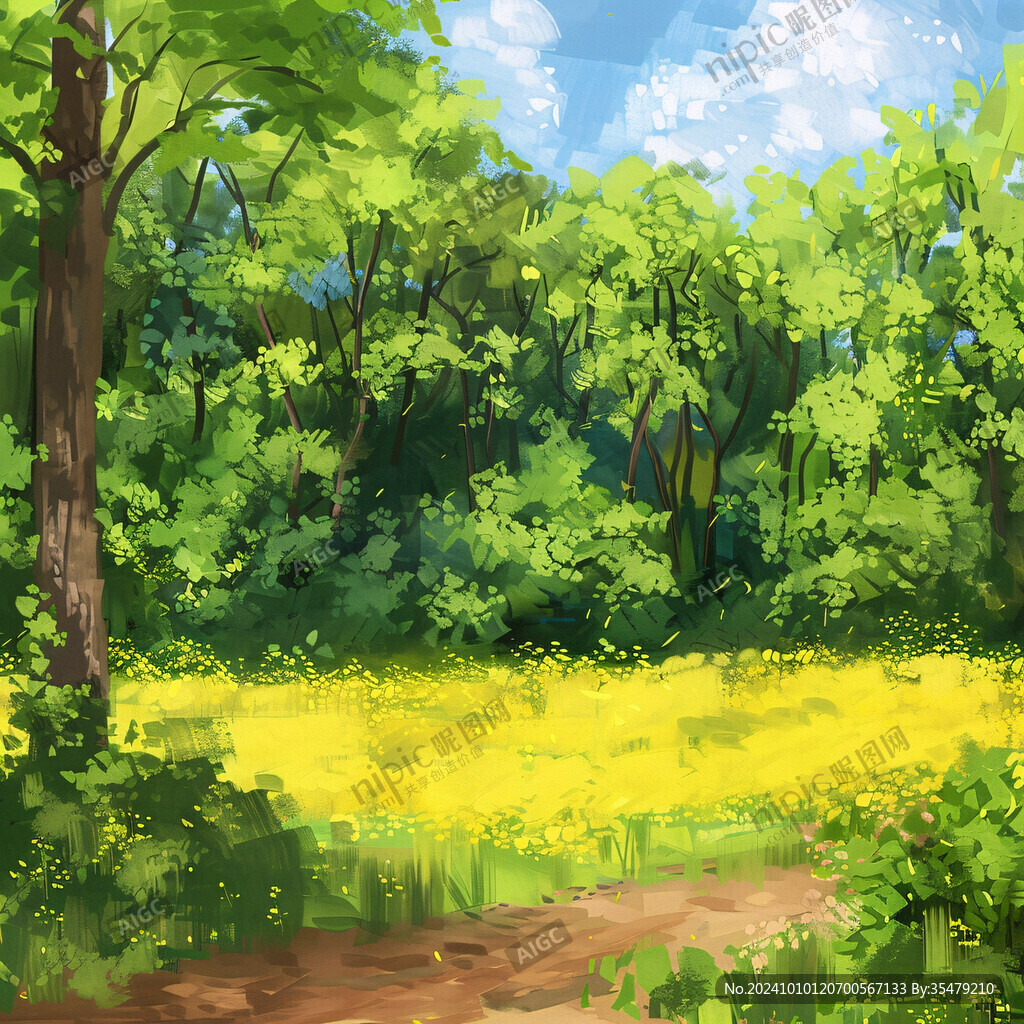 春天森林插画