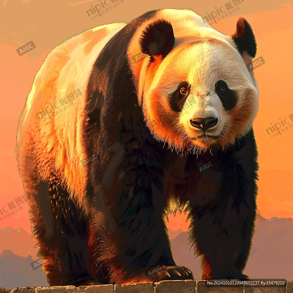 写实熊猫插画
