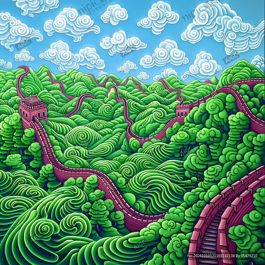 长城风景插画