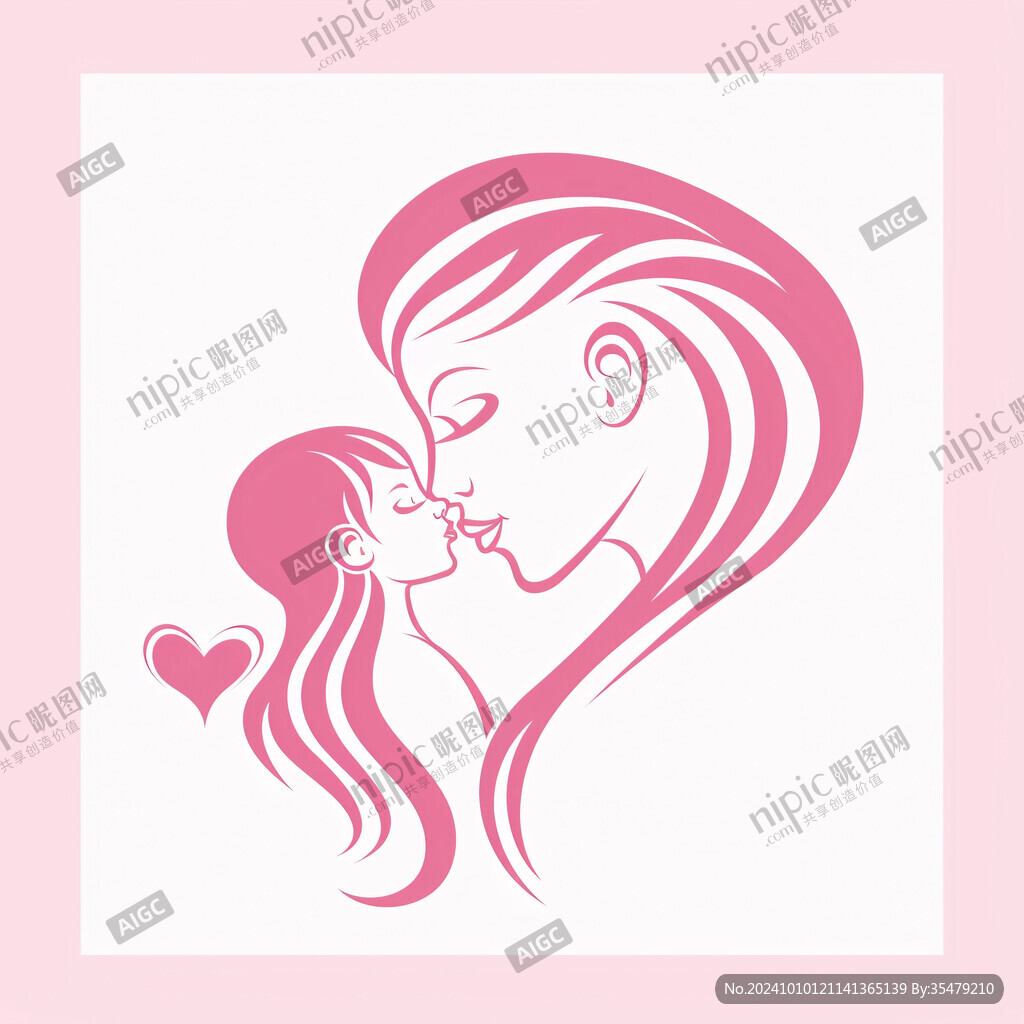 母女拥抱插画