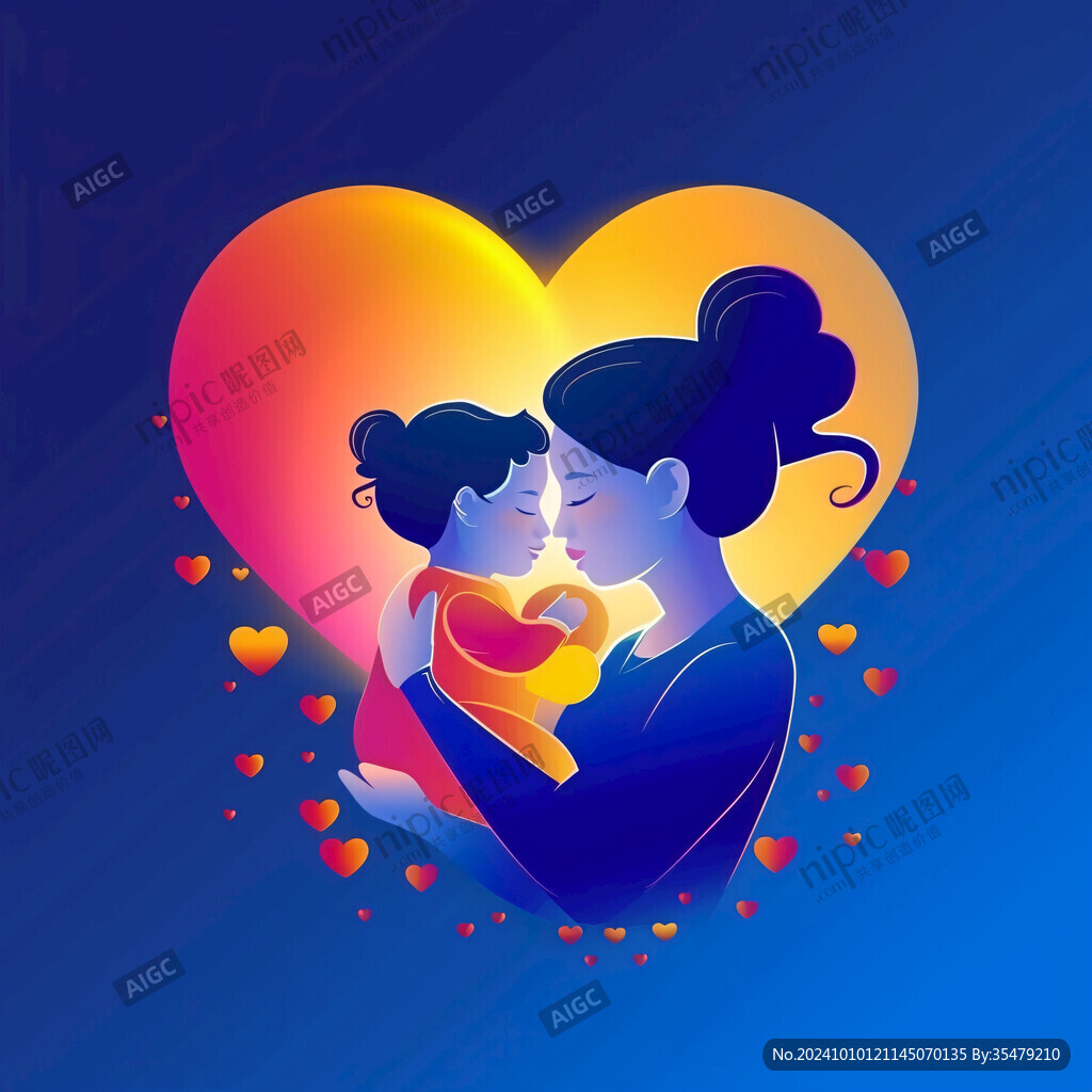 母子插画海报