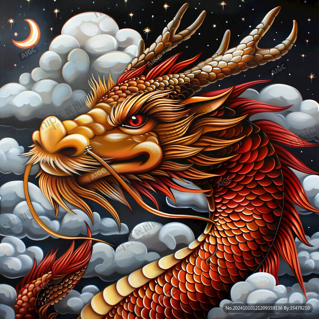 龙年烫金插画