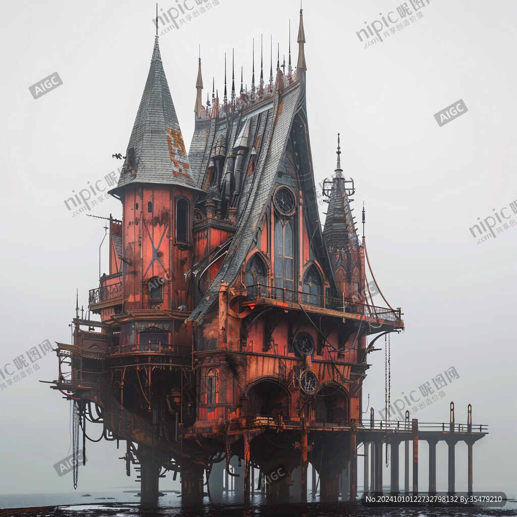 粉色超现实主义漂浮城堡