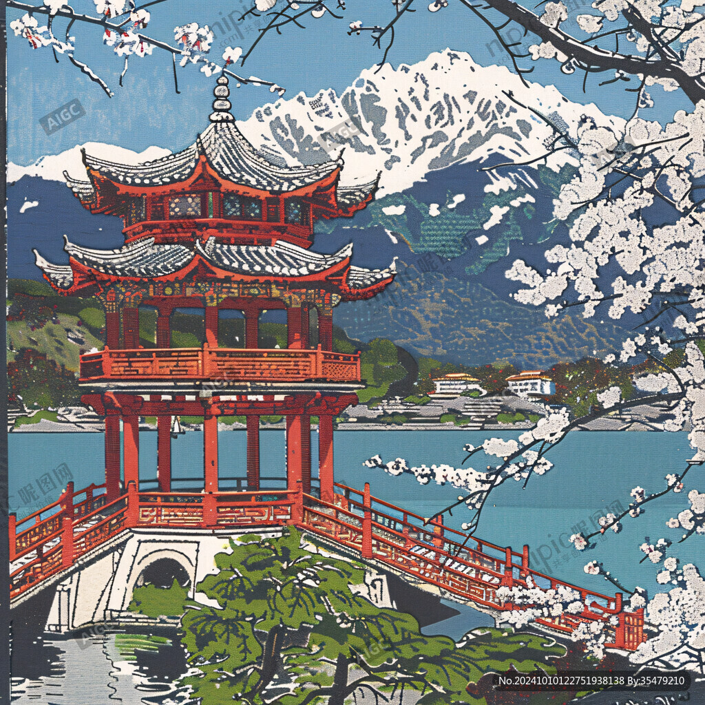 爱晚亭城市插画素材