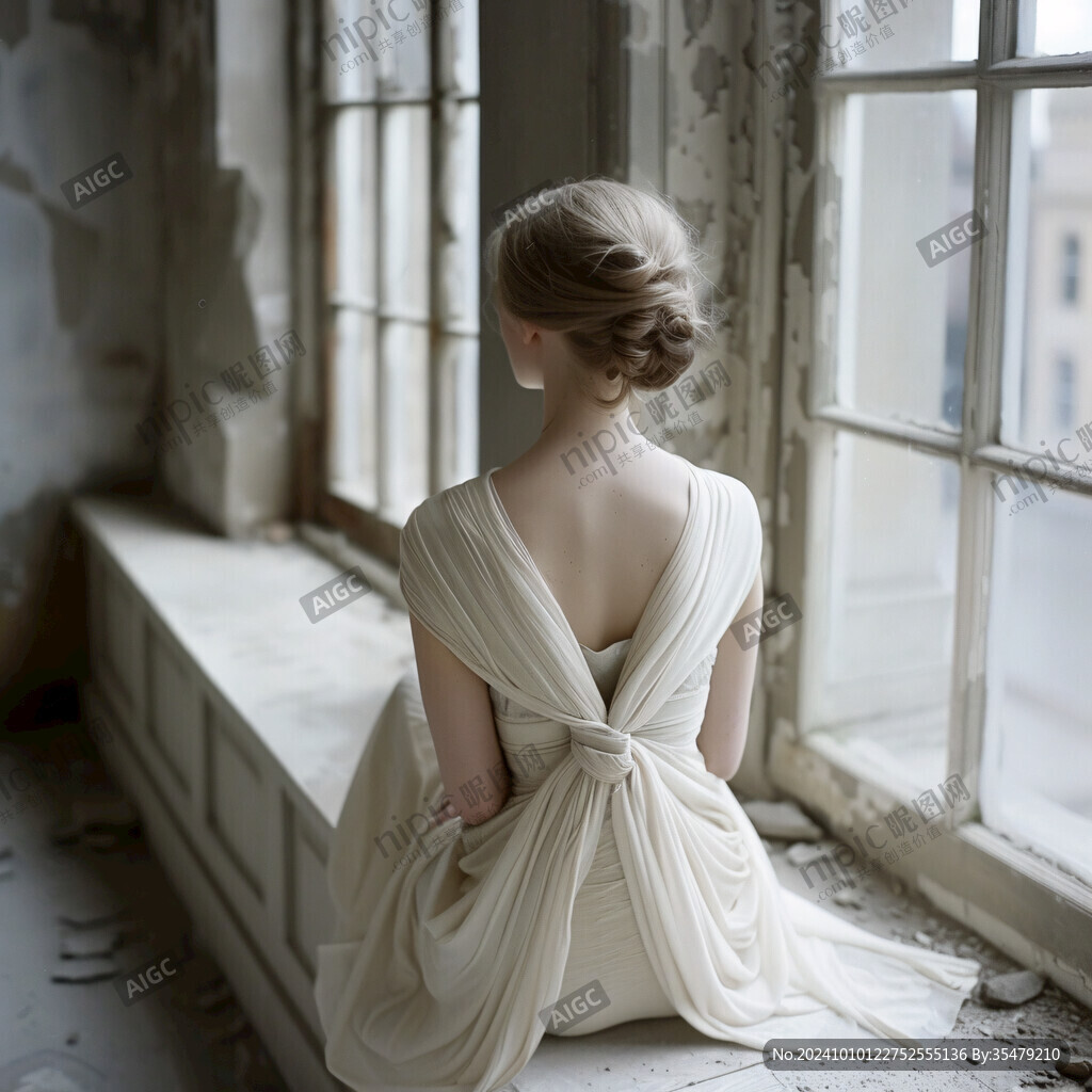 米色丝绸晚礼服