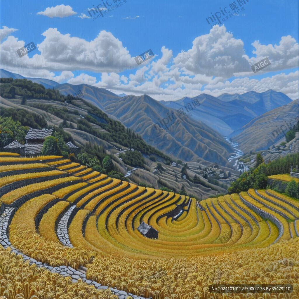 梯田无框画