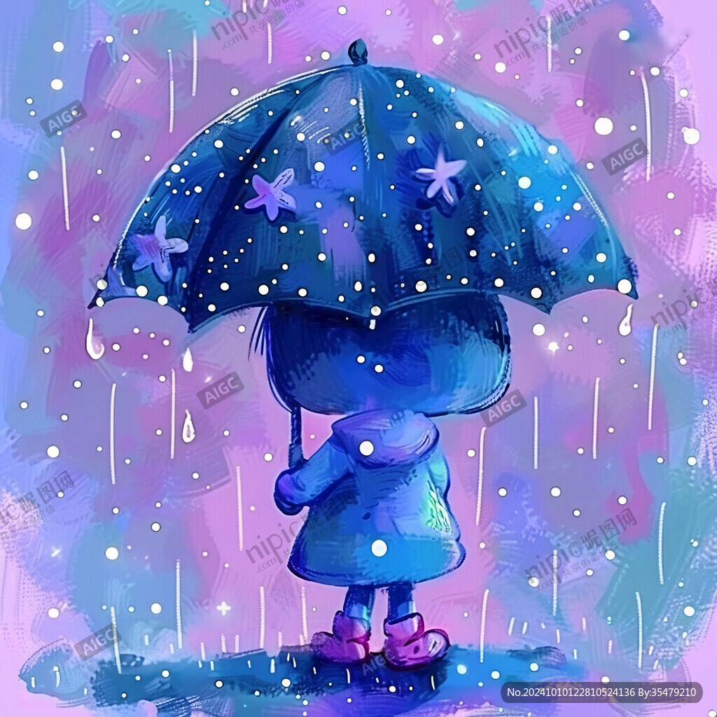 彩绘听见雨的声音插画