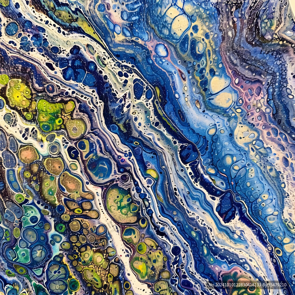 流彩流体浇筑画