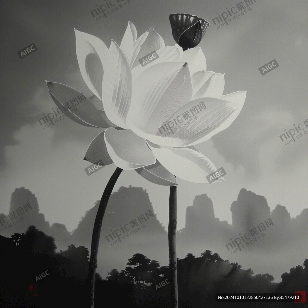 手绘荷花灯