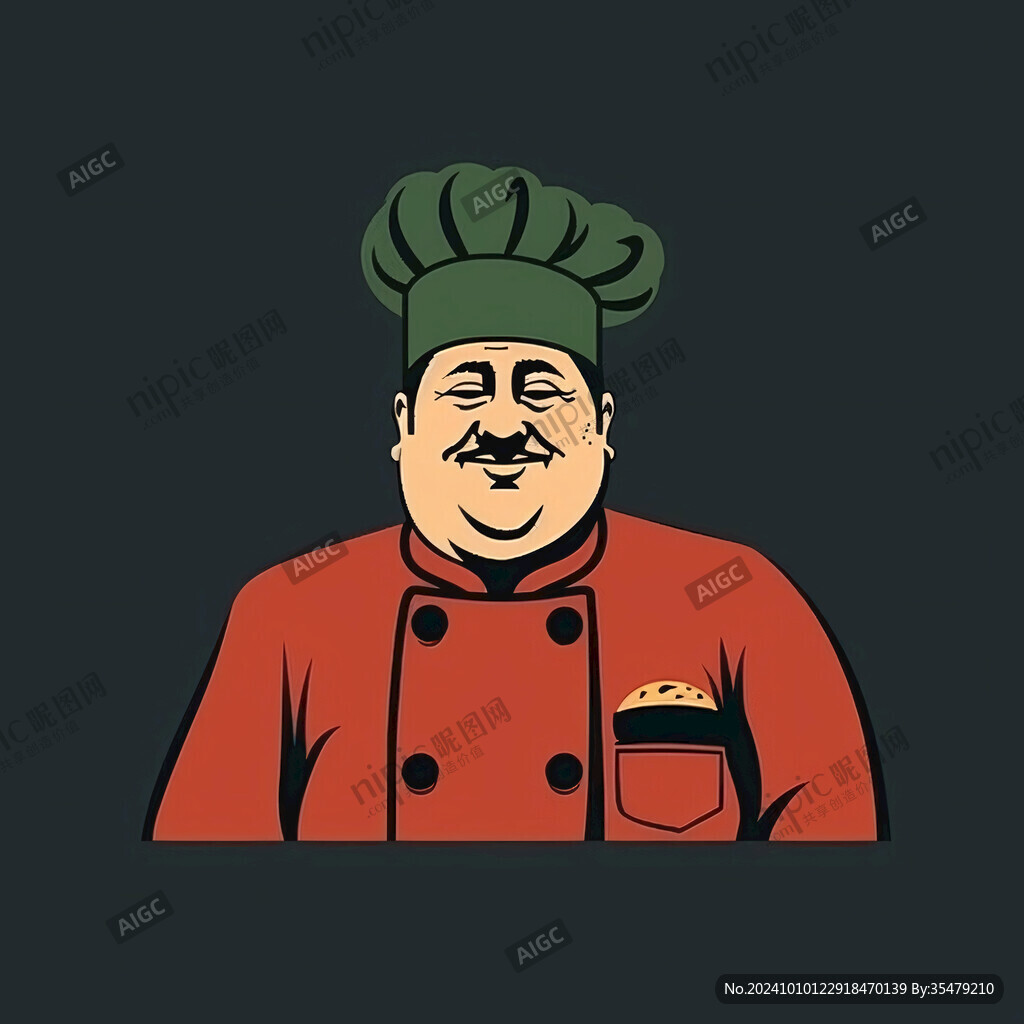 卡通年轻胖厨师头像