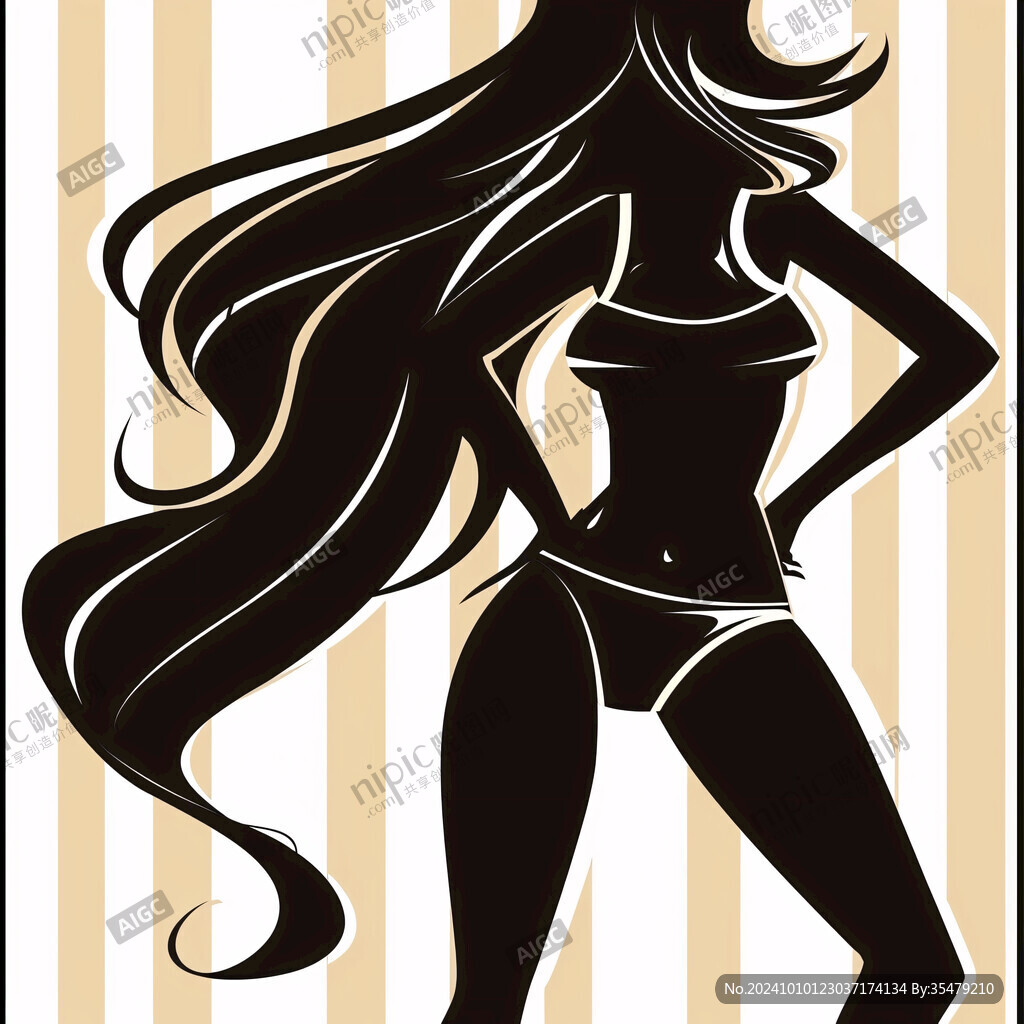 手绘比基尼美女插画