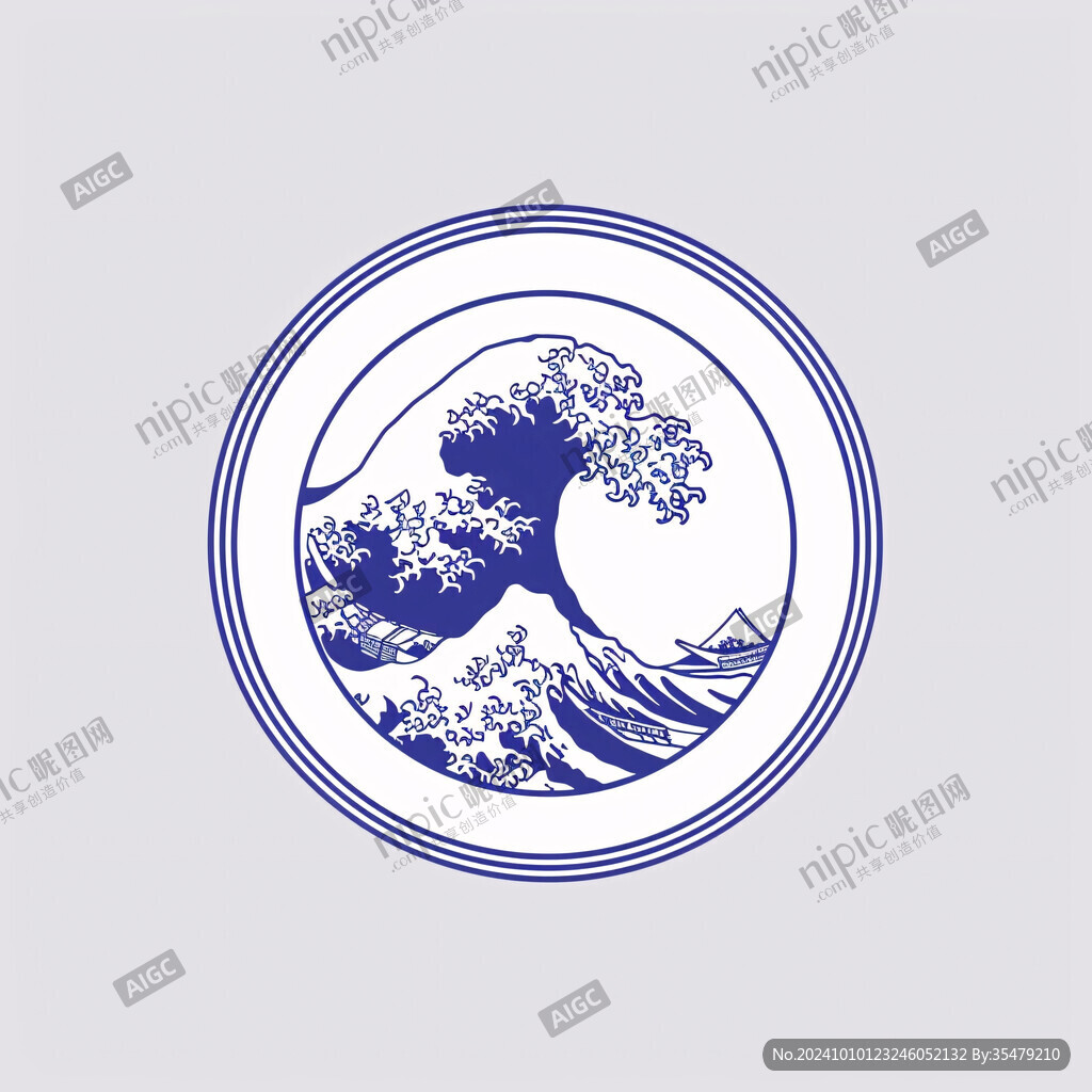 中国风圆形海浪