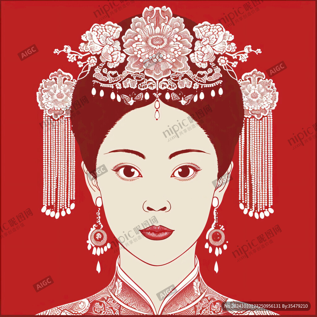 中式新娘插画