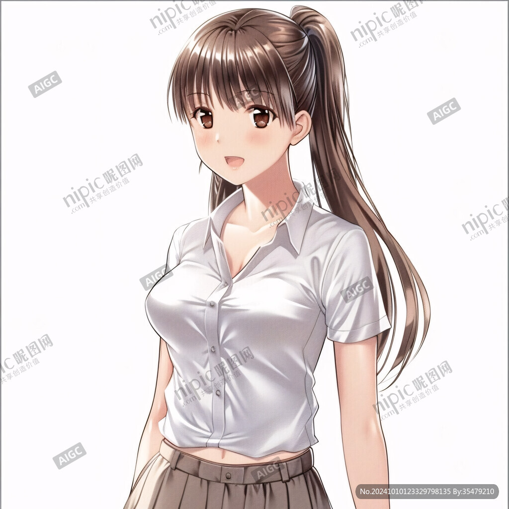 校服美女插画