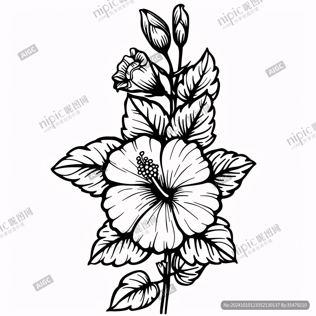 芙蓉花线稿