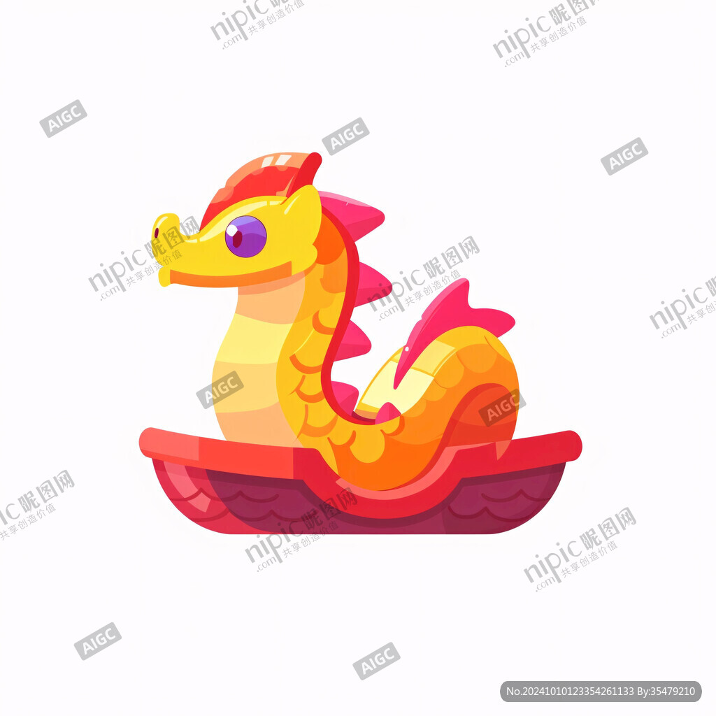 蜿龙扁平卡通插画