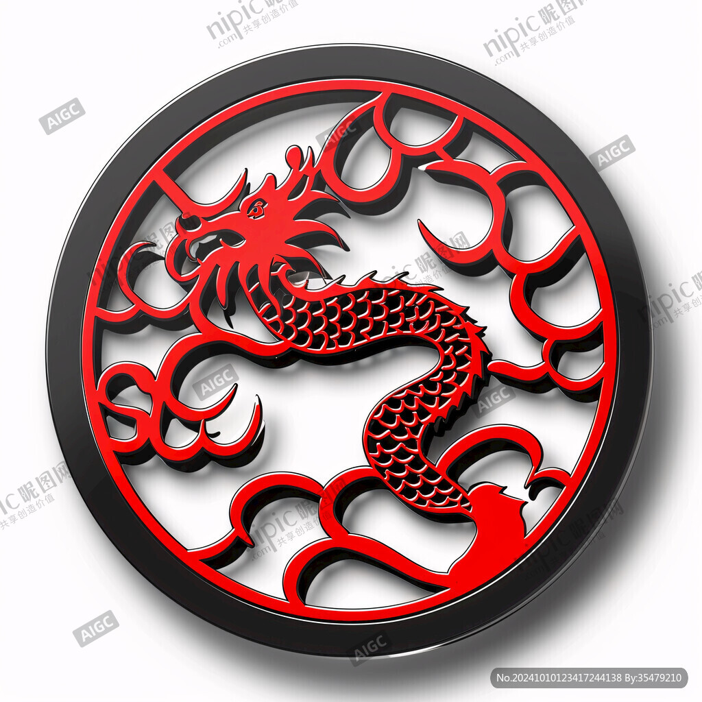 圆形龙纹圆型中式风格