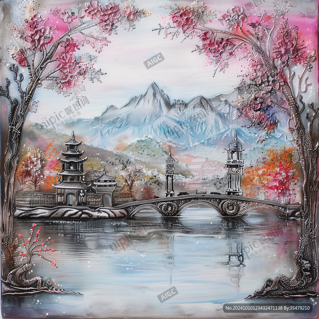 桃林仙境插画