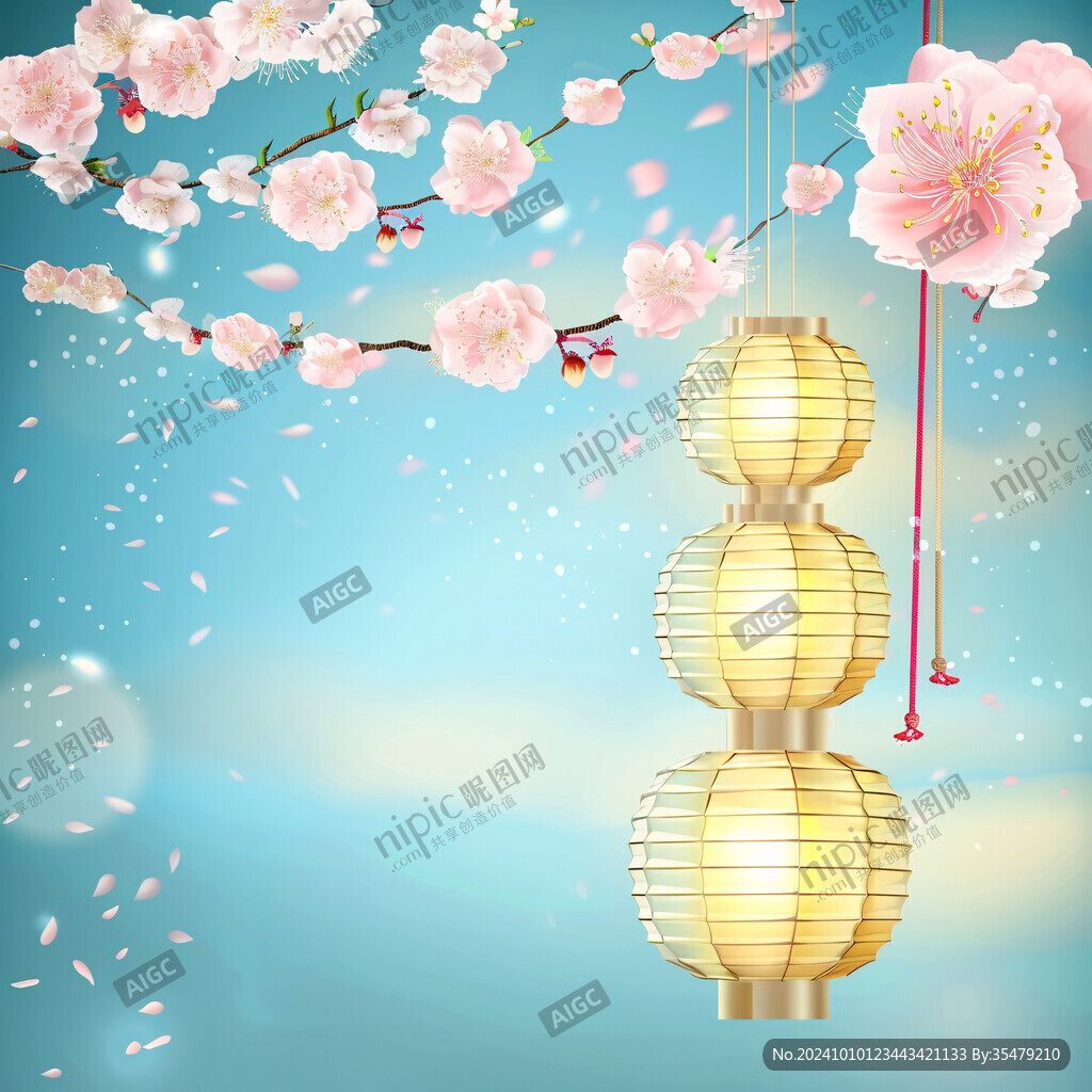 灯笼梅花背景图