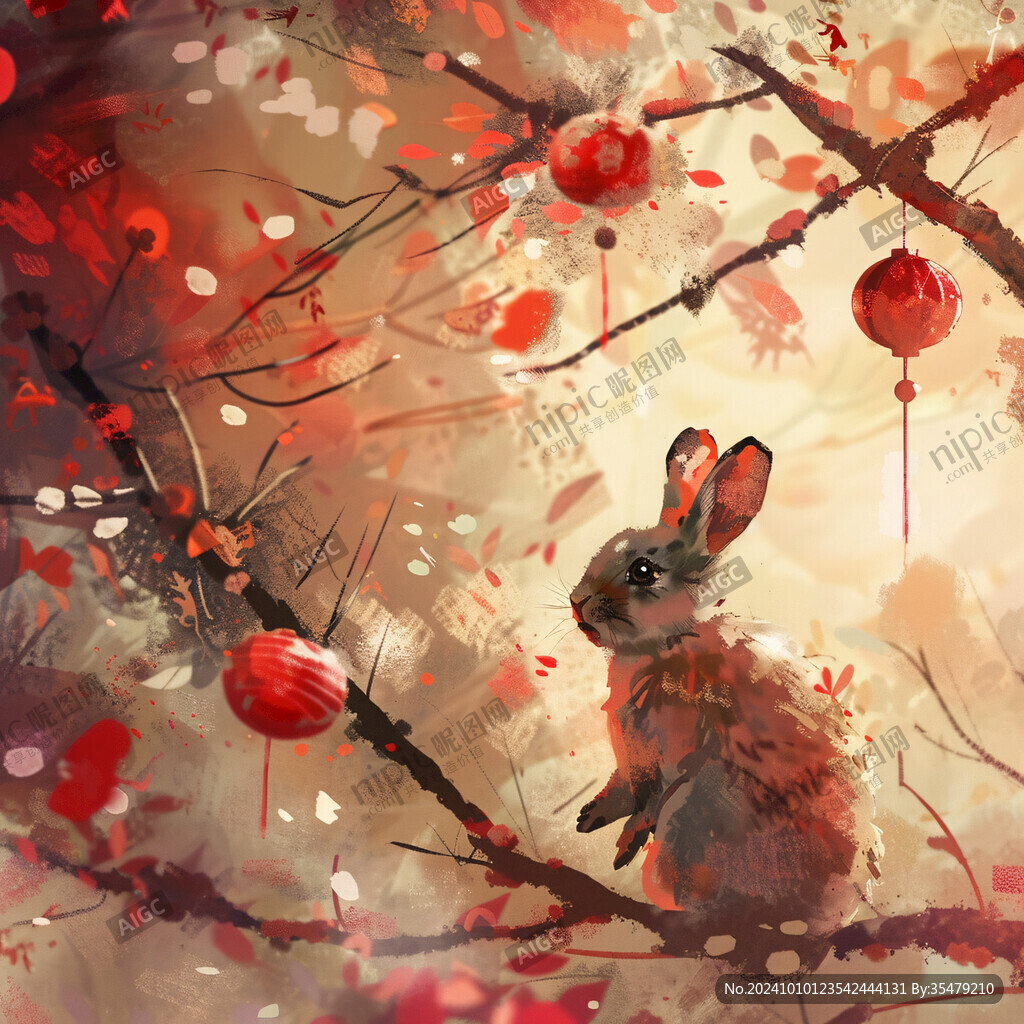 兔年插画前兔似锦兔子