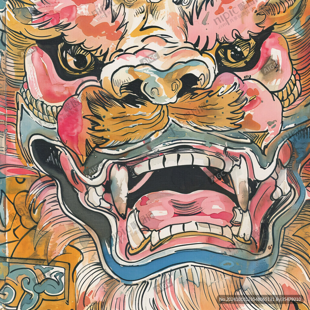 醒狮国潮插画