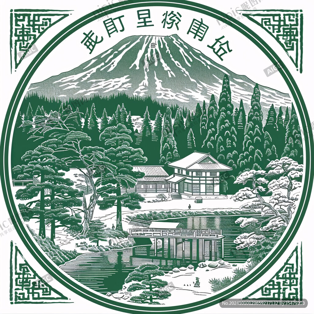 圆形避暑山庄线稿
