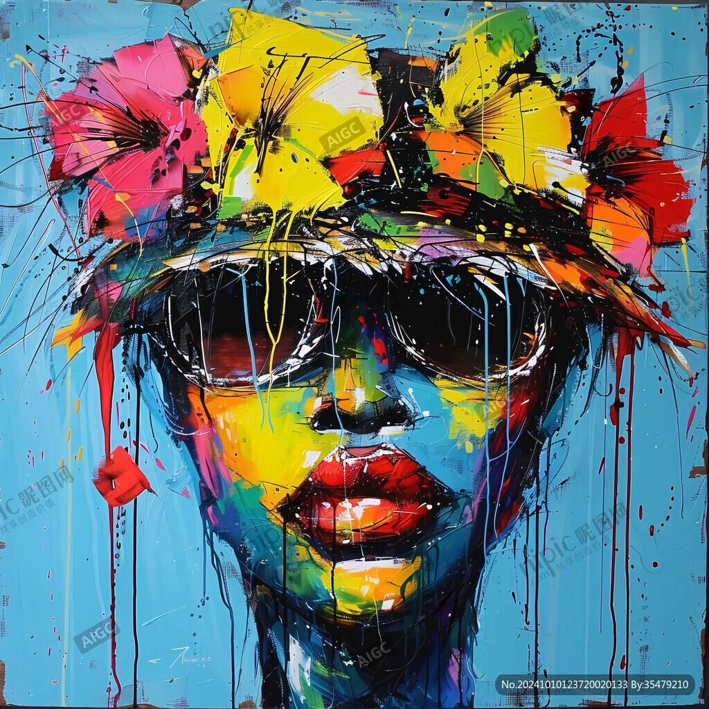 人脸色块拼接装饰画