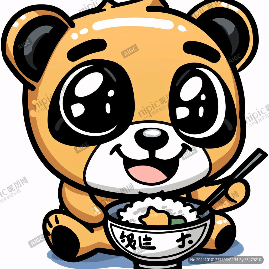 卡通霸气小熊拿着大勺