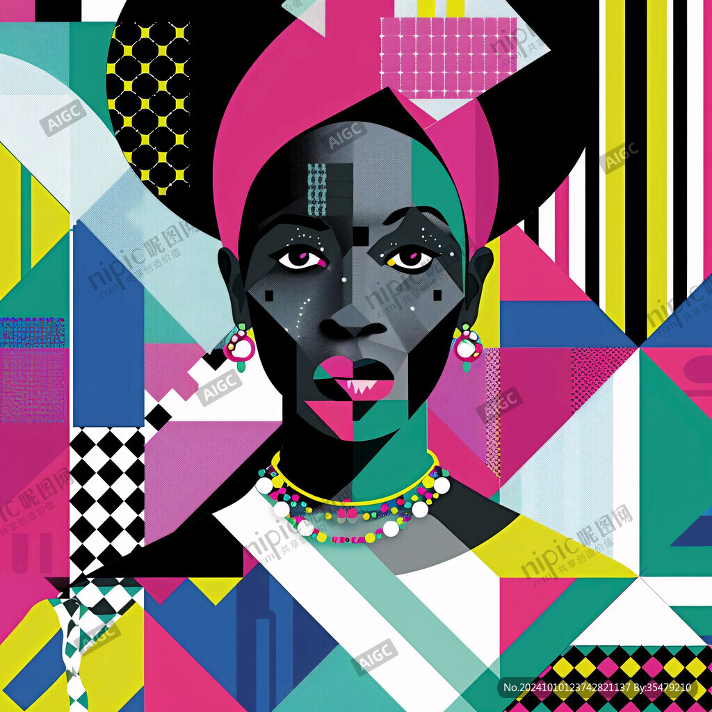 人脸色块拼接装饰画