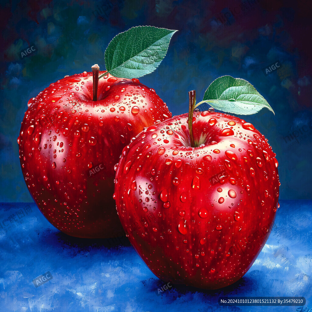 红色带露珠苹果