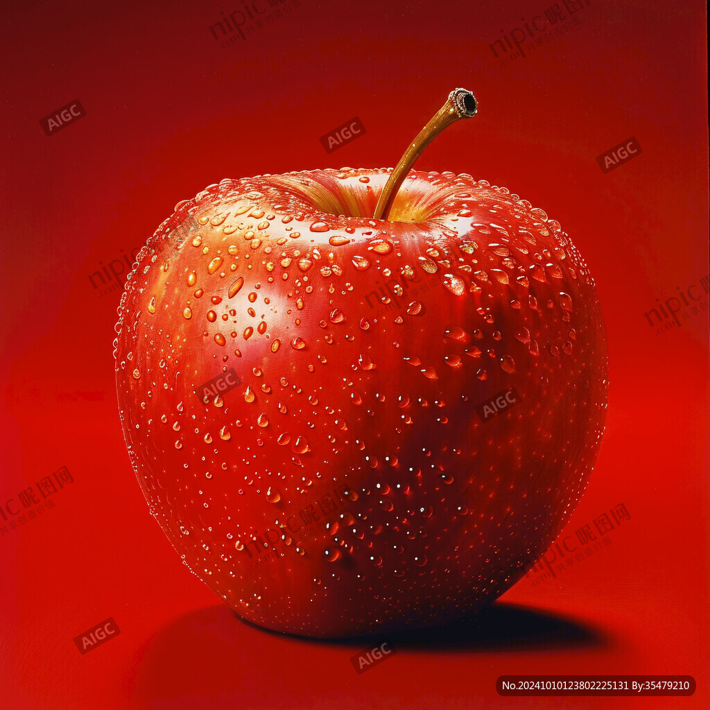 红色带露珠苹果