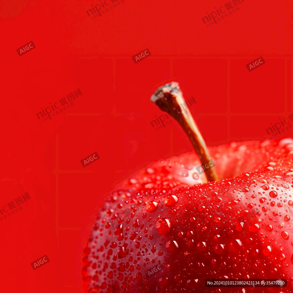 红色带露珠苹果