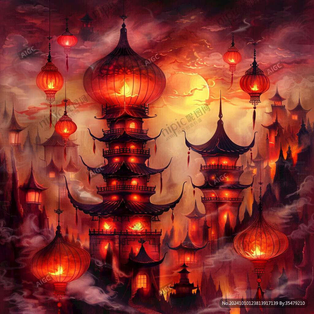 插画灯笼