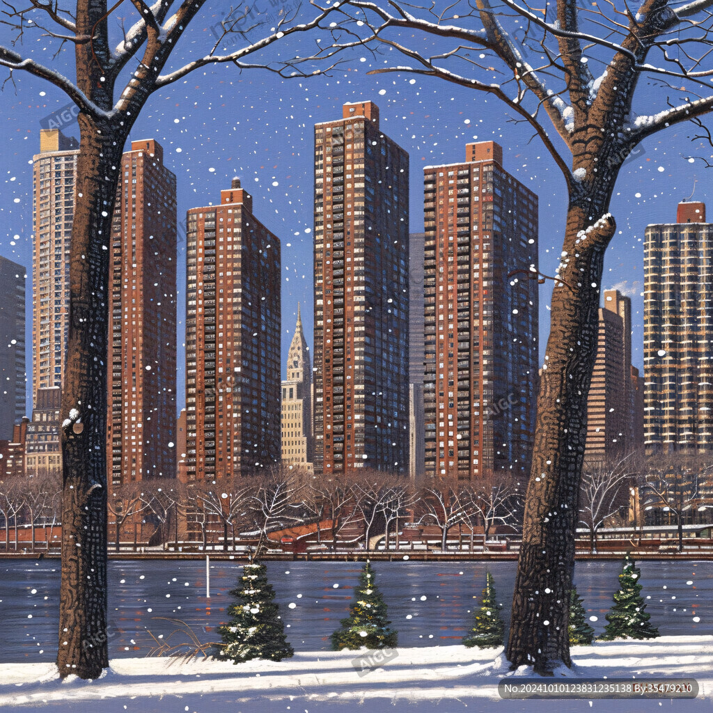 河城市雪景