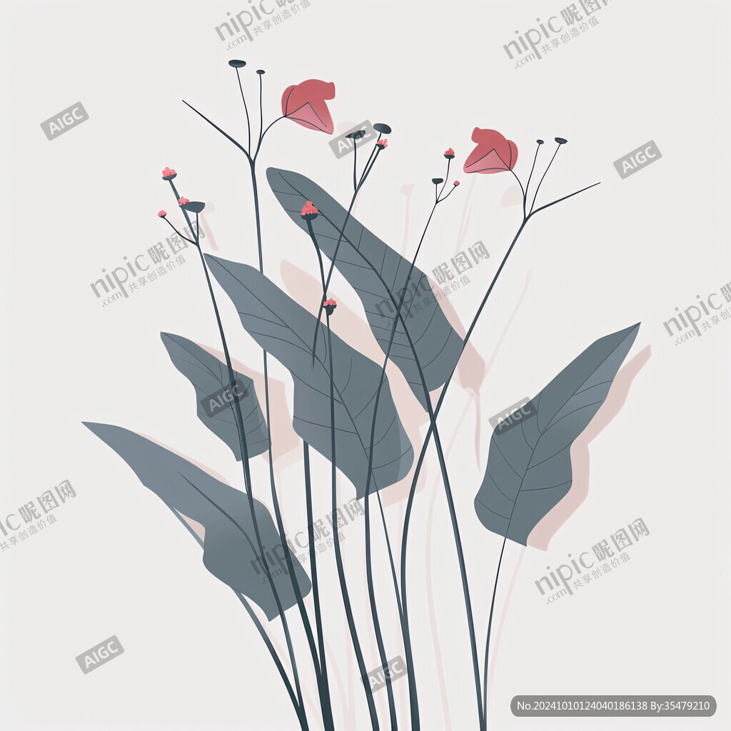 简洁风格植物插画