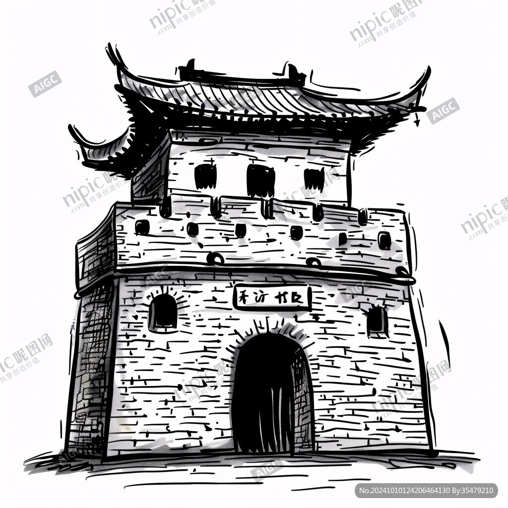 古城门线描