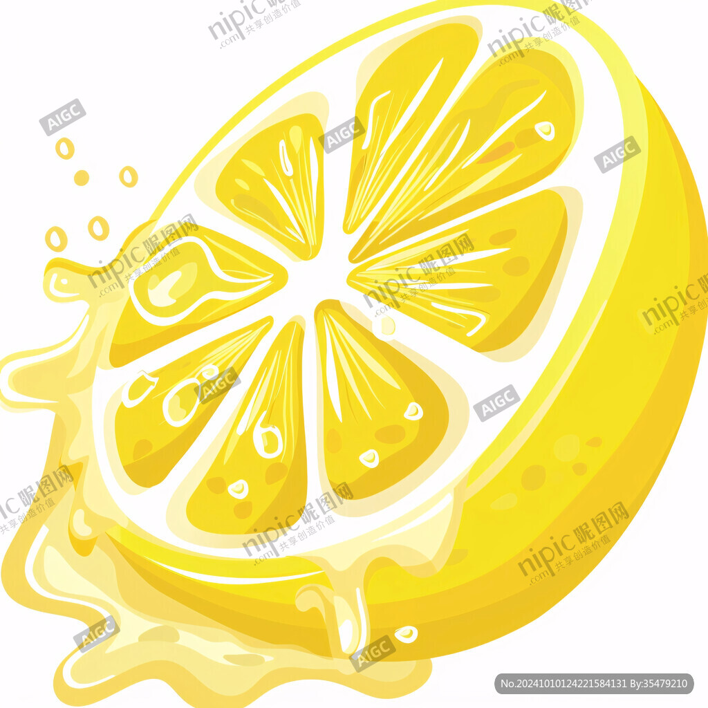 柑橘片橙子片手绘插画