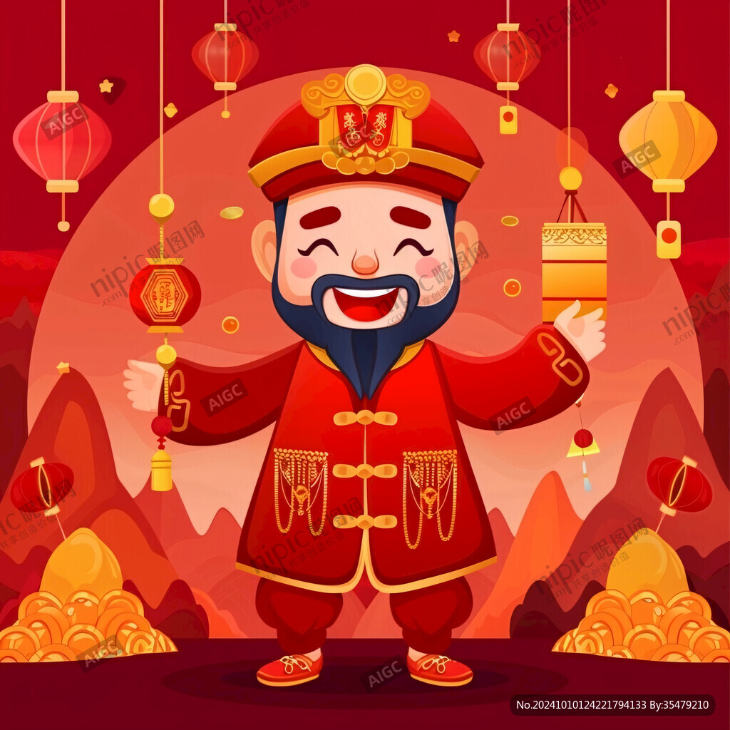 财神红包插画