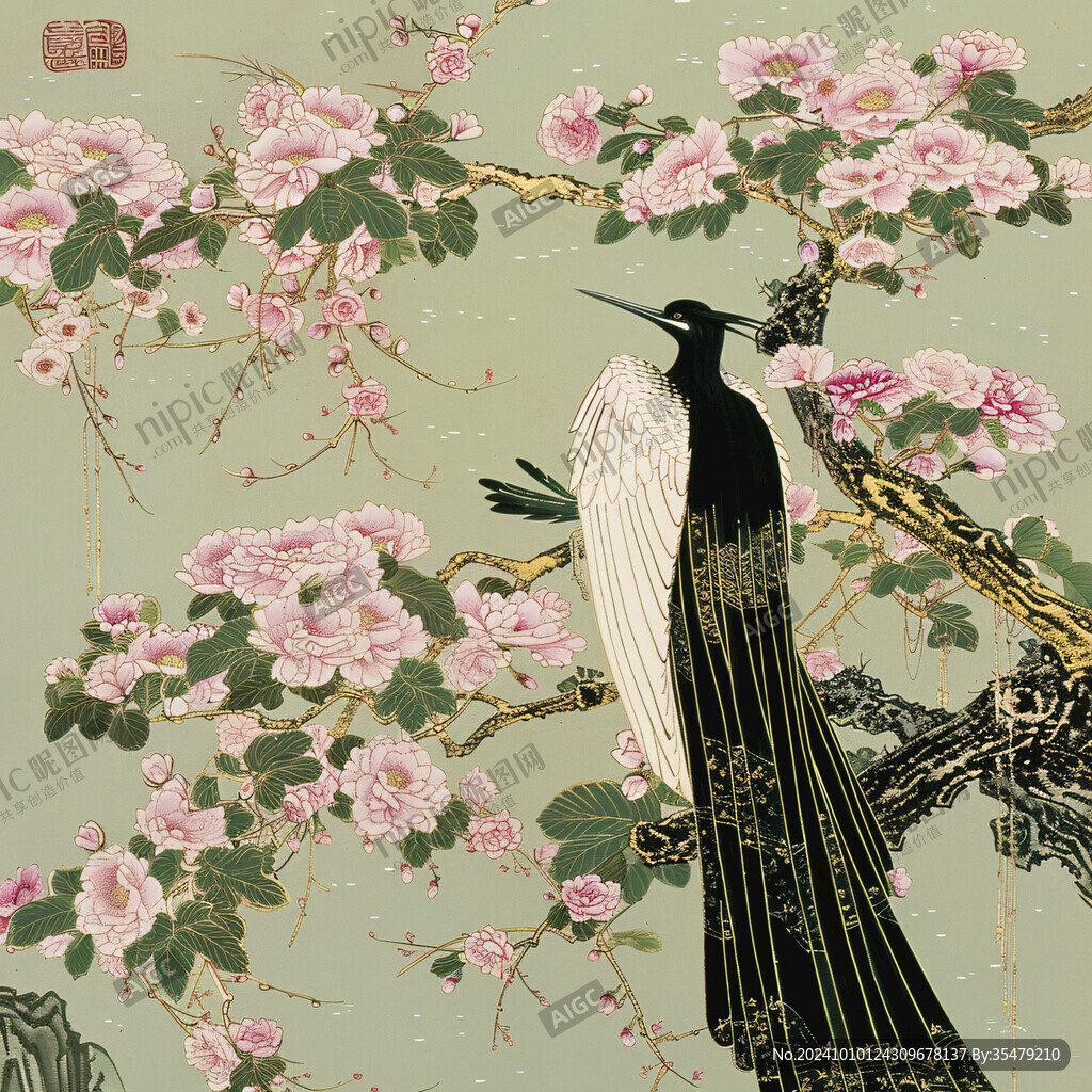 樱花花鸟图花鸟画