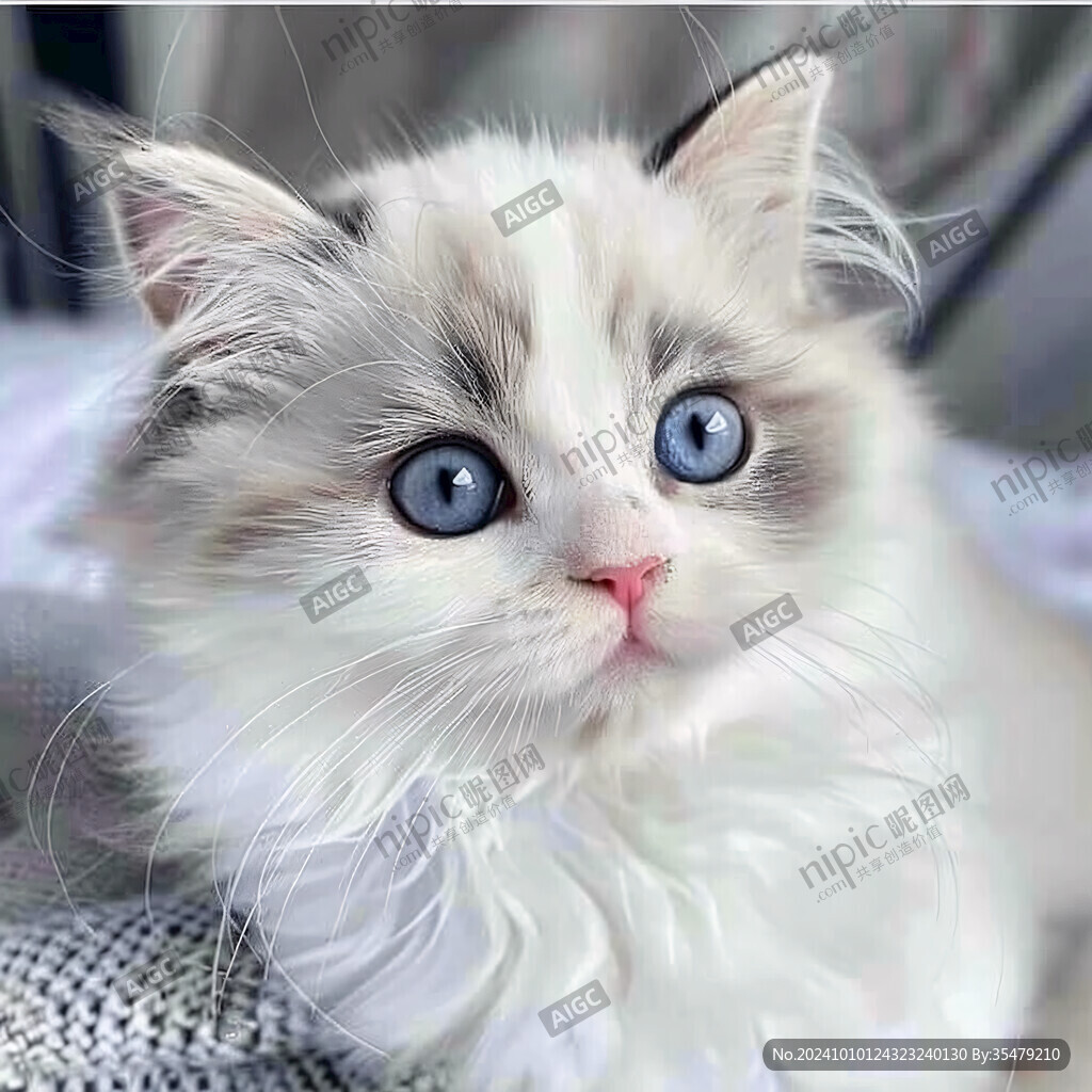 手绘大眼萌猫咪装饰画