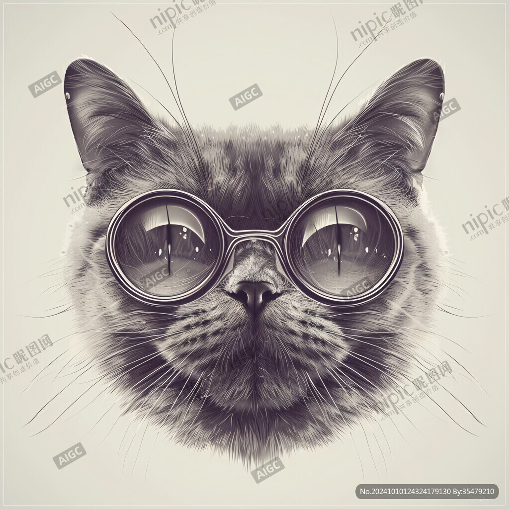 手绘大眼萌猫咪装饰画