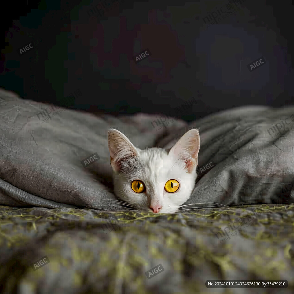毯子上的猫咪